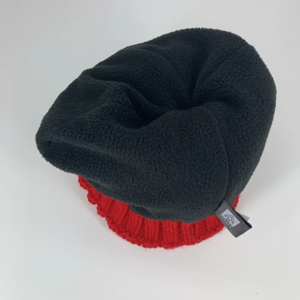 Angel Fire Resort Beanie YOUTH Locale Outdoors Faux Fur Pom Red Knit Hat Cap